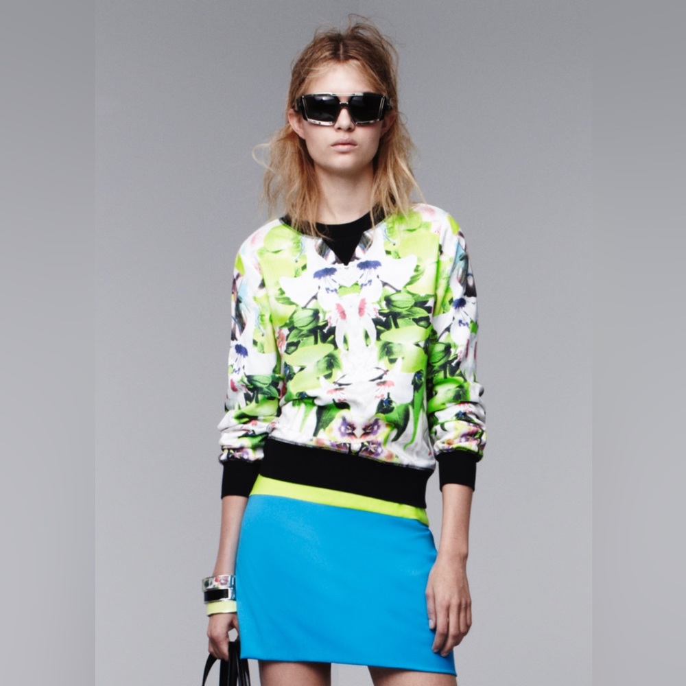 Prabal Gurung Screenprint Floral Sweatshirt Top